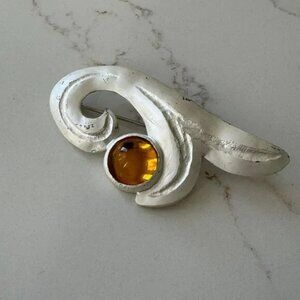 Vintage Dolce Vita Silvery Amber Brooch